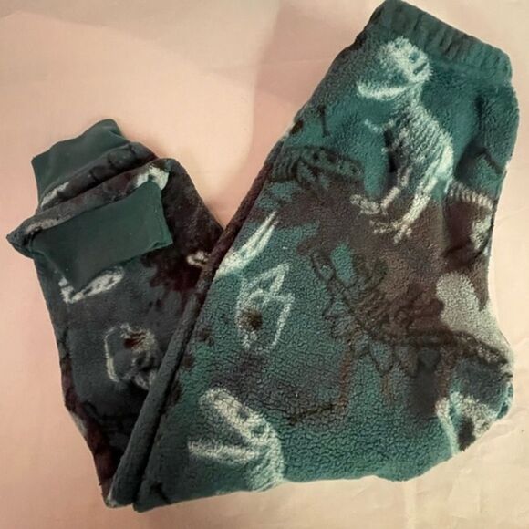 BOY’S sz 8 2-piece Wonder Nation glow in the dark green dinosaur fleece pajamas - Picture 3 of 15